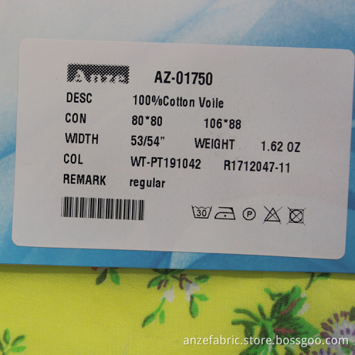 Custom digital printed floral 100 cotton voile fabric